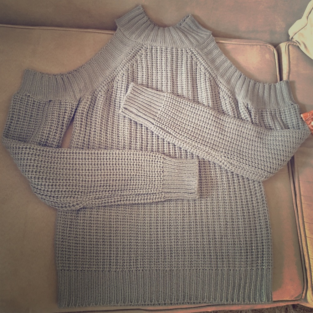 Blue Cold Shoulder Sweater